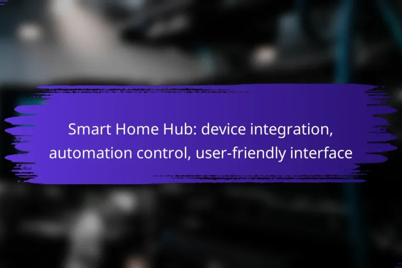 Smart Home Hub: device integration, automation control, user-friendly interface